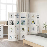 Room Divider 6 Panels White Solid Wood Paulownia 358697