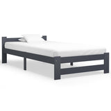 Bed Frame Dark Grey Solid Pine Wood, Plywood Single Durable 322020