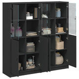 Bookcase with Doors Black 136x37x142 cm Engineered Wood 3206525
