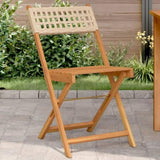 Bistro Chair Set of 2 Beige Solid acacia wood, poly rattan 367677