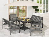 5 Piece Wooden Garden Set for 6, Outdoor Conversation Set with 2 Armchairs, 2 Loveseats and T3398P377595