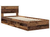Bed Frame with Headboard Old Wood 75 x 190 cm Solid Pine Wood 3410670