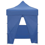 Professional Folding Party Tent with 4 Sidewalls 2x2 m Steel Blue 48879