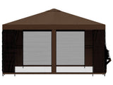 Garden Gazebo with Sidewalls 3 x 3 m Brown Polyester and Steel 900372