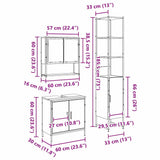 Bathroom Furniture Set with Shelf 3 pcs Brown Engineered wood 3334360