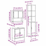 Bathroom Furniture Set with Door 3 pcs Brown 33 x 33 x 185.5 cm 3334361