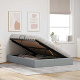 Storage Bed with Headboard Light Grey 135 x 190 cm Fabric 3370046