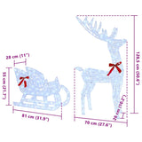 Reindeer Pull Sleigh Cold white 70 x 26 x 130 cm Acrylic 42019076
