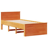 Bed Frame without Mattress with Headboard Wax Brown 100x200 cm Solid Wood Pine 3308773