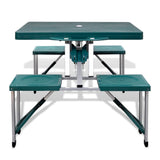 Foldable Camping Table Set with 4 Stools Aluminium Extra Light Green 41456