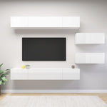 ZNTS 6 Piece TV Cabinet Set High Gloss White Engineered Wood 3079358