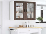 Wall Glass Cabinet LUCCA Brown Oak 80 x 31 x 80 cm 885072