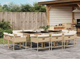 11 Piece Garden Dining Set with Cushions Beige Poly Rattan 3211390