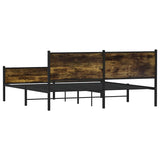 Metal Bed Frame without Mattress Smoked Oak 160x200 cm 3301386