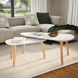 Coffee Table Set 2 Pieces Solid Pinewood White 244731