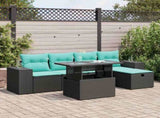 6 Piece Garden Sofa Set with Cushions Grey Poly Rattan Acacia 3327927