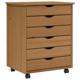 Rolling Cabinet with Drawers MOSS Honey Brown Solid Wood Pine 355891