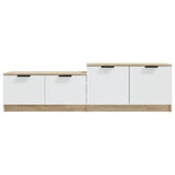 ZNTS TV Cabinet White and Sonoma Oak 158.5x36x45 cm Engineered Wood 811489