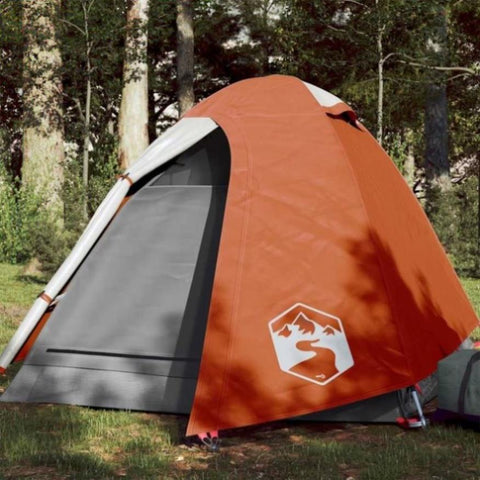 ZNTS Camping Tent Dome 2-Person Grey and Orange Waterproof 94329