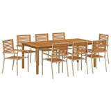 Garden Dining Set 9 pcs Beige Solid Acacia Wood 3365528