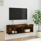 TV Cabinet with LED Lights Smoked Oak 100x30x30 cm 837163