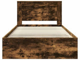 Bed Frame with Drawer Smoked Oak 100 x 200 cm Solid Pine Wood 3410124