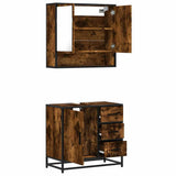 2 Piece Bathroom Furniture Set Smoked Oak Engineered Wood 3300927