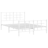 Metal Bed Frame without Mattress with Footboard White 135x190cm 355627