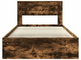 Bed Frame with Mattress Smoked Oak 90 x 200 cm Solid Pine Wood 3409811