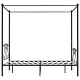 Bed Frame Black Metal Double Durable Bed Frame Rectangular 284437