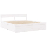 Bed with Drawers and Mattress White 180x200 cm Super King Solid Wood Pine 3281890
