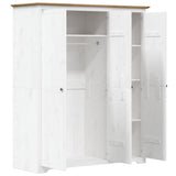 Wardrobe "BODO" White and Brown 146x53,5x173cm Solid Wood Pine 355063