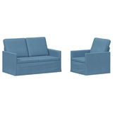 Sofa Set 2 pcs Blue Corduroy Fabric 3433245