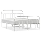 Bed Frame White Powder-Coated Steel Double Bed Frame 353707