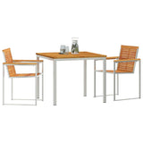 Garden Dining Set 3 pcs Solid Acacia Wood and Stainless Steel 3334805
