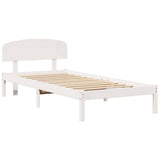 Bed Frame with Headboard White 90 x 200 cm Solid Pine Wood 872081