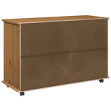 Rolling Cabinet Honey Brown 100 x 39 x 65.5 cm Solid Pine Wood 42028384