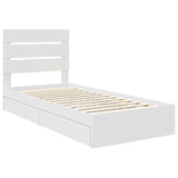 Storage Bed with Headboard White 90 x 190 cm Engineered Wood 3411928