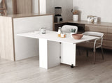Folding Dining Table, Drop Leaf Table with 2-Tier Shelves, Rolling Casters, for Small Spaces, T3398P344134