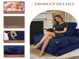 3 in 1 Convertible Corduroy Floor Sofa Bed, Oversized Fold Out Chaise Lounge with High Density T5592P539606