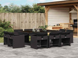 11 Piece Garden Dining Set with Cushions Black Poly Rattan 3211207