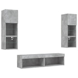 6 Piece TV Wall Units with LED Concrete Grey Engineered Wood 3216618