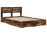 Bed Frame with Drawer Smoked Oak 135 x 190 cm Engineered Wood 3411655