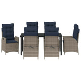 Garden Dining Set with Cushion 7 pcs Grey and Black Rattan 3380579