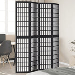 Room Divider 4 Panels Black Solid Wood Paulownia 358771