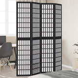 Room Divider 4 Panels Black Solid Wood Paulownia 358771