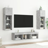 5 Piece TV Wall Units with LED Concrete Grey Engineered Wood 3216600