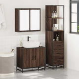 ZNTS 3 Piece Bathroom Furniture Set Brown Oak Engineered Wood 3301129