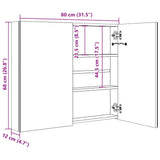 LED Bathroom Mirror Cabinet Grey 80x12x68 cm 326513
