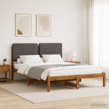 Bed Frame with Upholstered Headboard Natural and Light Grey 903969